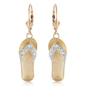 0.04 Carat 14K Solid Yellow Gold Shoes Leverback Earrings Diamond