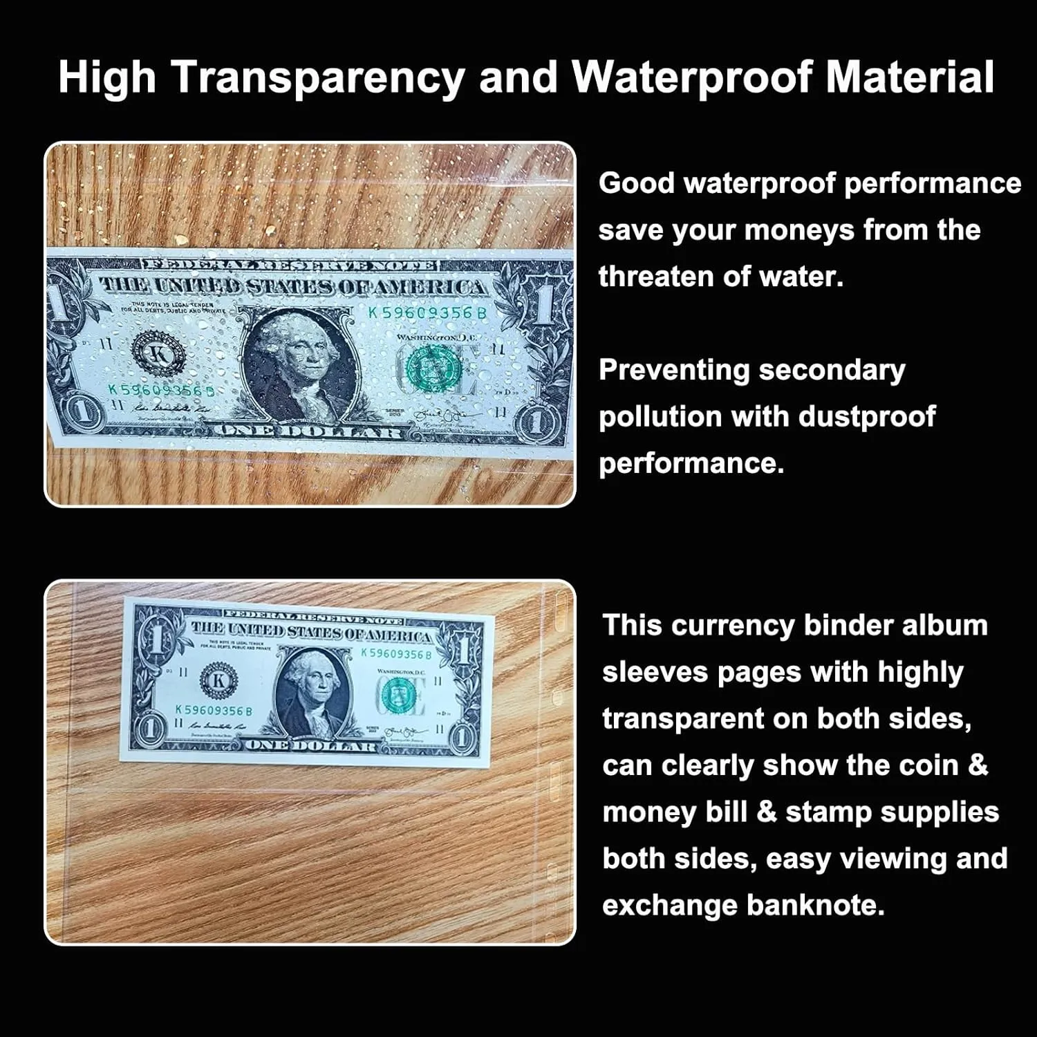 10 Sheets Currency Sleeves for Collectors,30 Pocket Protector Paper Money Stamp Page Holders for Paper Money Collection,Coupon Organizer Collecting Album Pages for Bill Banknote(3 Pockets)