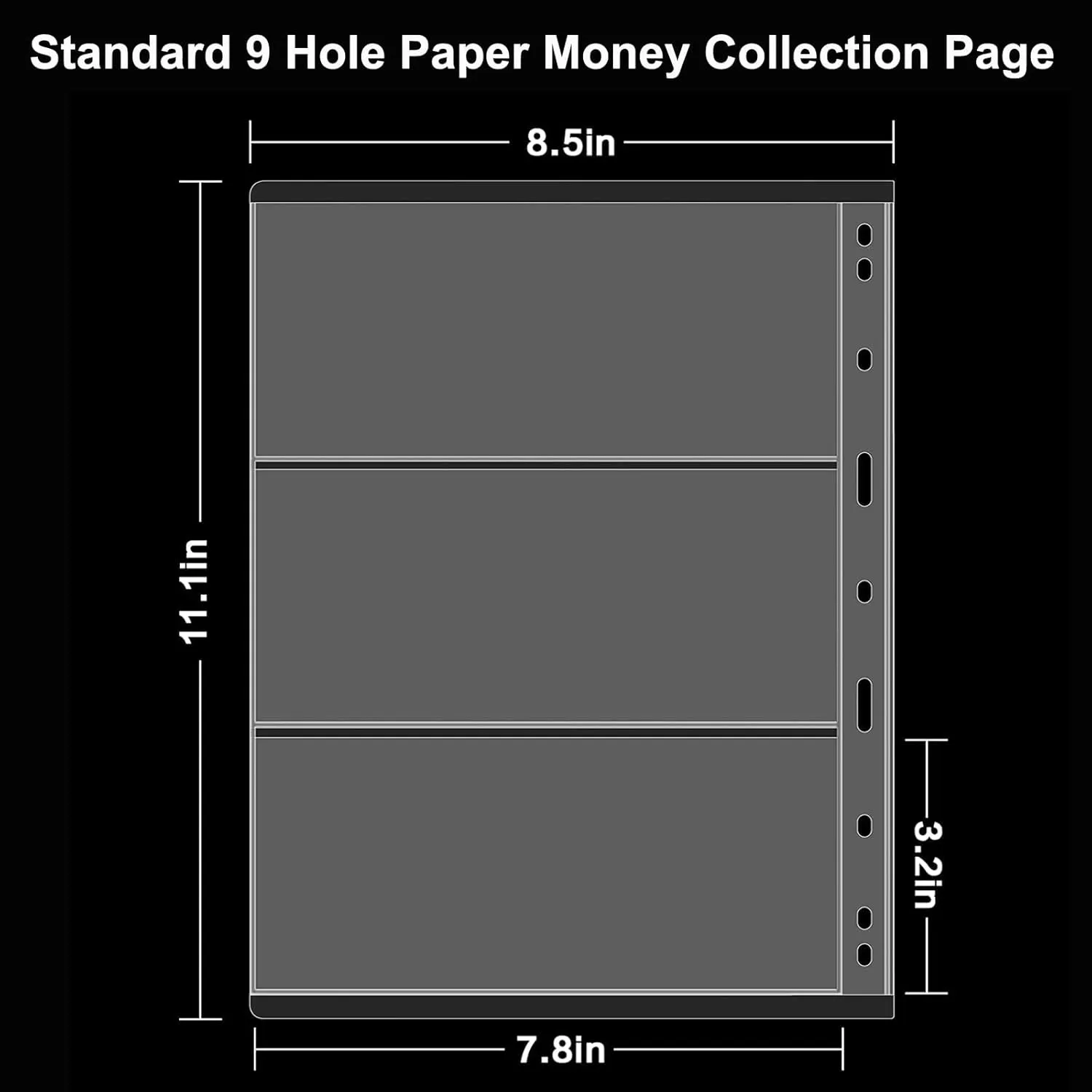10 Sheets Currency Sleeves for Collectors,30 Pocket Protector Paper Money Stamp Page Holders for Paper Money Collection,Coupon Organizer Collecting Album Pages for Bill Banknote(3 Pockets)
