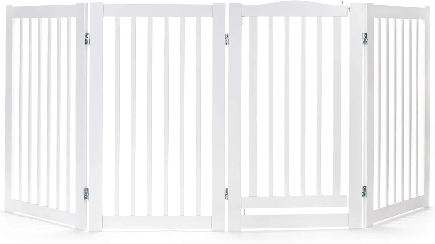 360 Configurable Freestanding Dog Gate with Door for Home,White