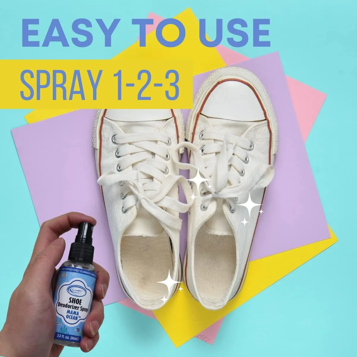 Air Jungles Shoe Deodorizer Spray, Ocean Scent, Shoe Odor Smell Eliminator for Sneaker, Boot and Locker, Gym Bag Deodorizer, Freshener for Stinky Shoes