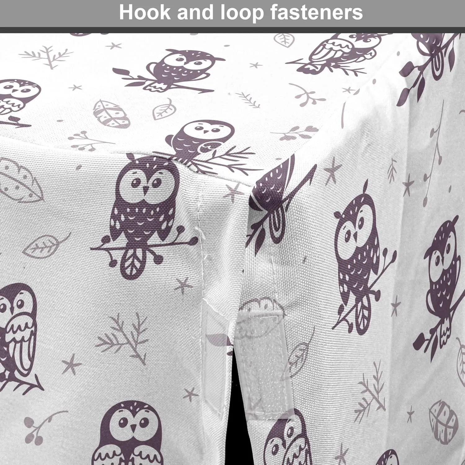 Ambesonne Owl Dog Crate Cover, Cartoon Style Illustration of Birds on The Branches Mysterious Woods Print, Easy to Use Pet Kennel Cover for Medium Large Dogs, 48 Inch, Eggplant and White