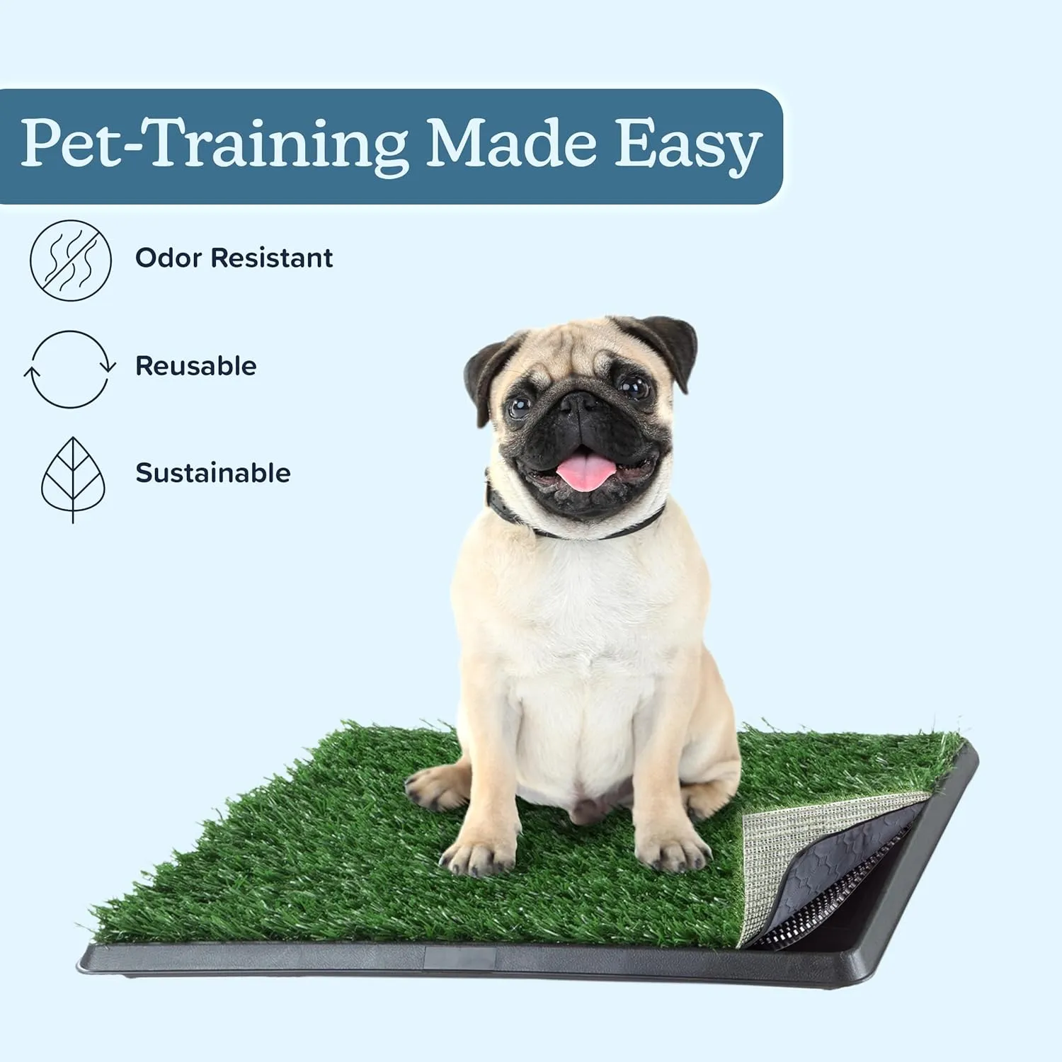 Artificial Grass Puppy Pee Pad for Dogs and Small Pets - 16x20 Reusable 4-Layer Training Potty Pad with Tray - Dog Housebreaking Supplies by PETMAKER