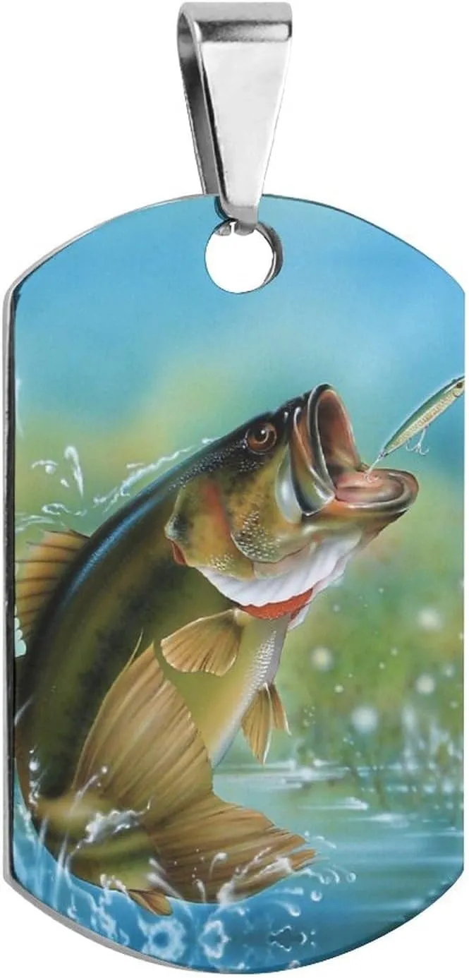 Bass Fishing Stainless Steel Pet ID Tags Personalized Dog and Cat Tags Cute Collar Tags Dog Tags
