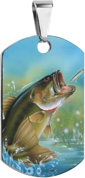 Bass Fishing Stainless Steel Pet ID Tags Personalized Dog and Cat Tags Cute Collar Tags Dog Tags