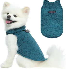 BINGPET Dog Jacket with Built-in Harness, Pullover Dog Fleece Coat, Medium, Blue