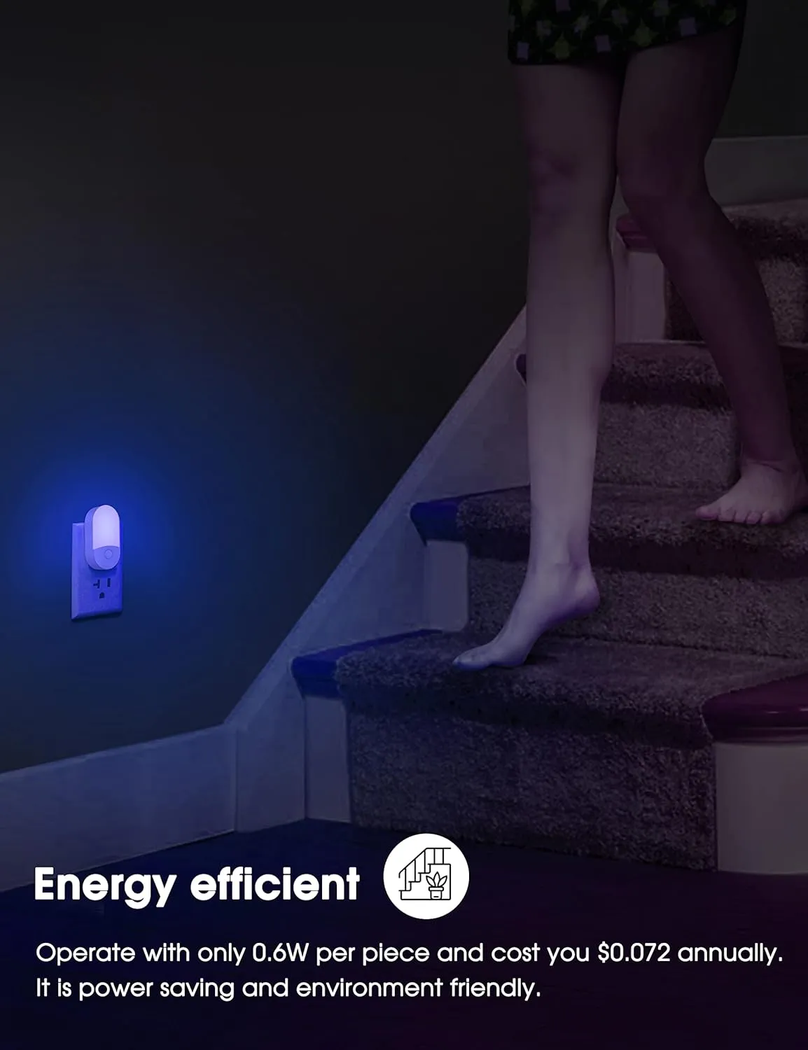 Blue Night Light, LOHAS Night Lights Plug into Wall[2 Pack], 0.6W LED Night Light, Dusk to Dawn Sensor, 30/60LM Adjustable Brightness, Automatic Night Light for Kid, Bathroom, Nursery, Hallway