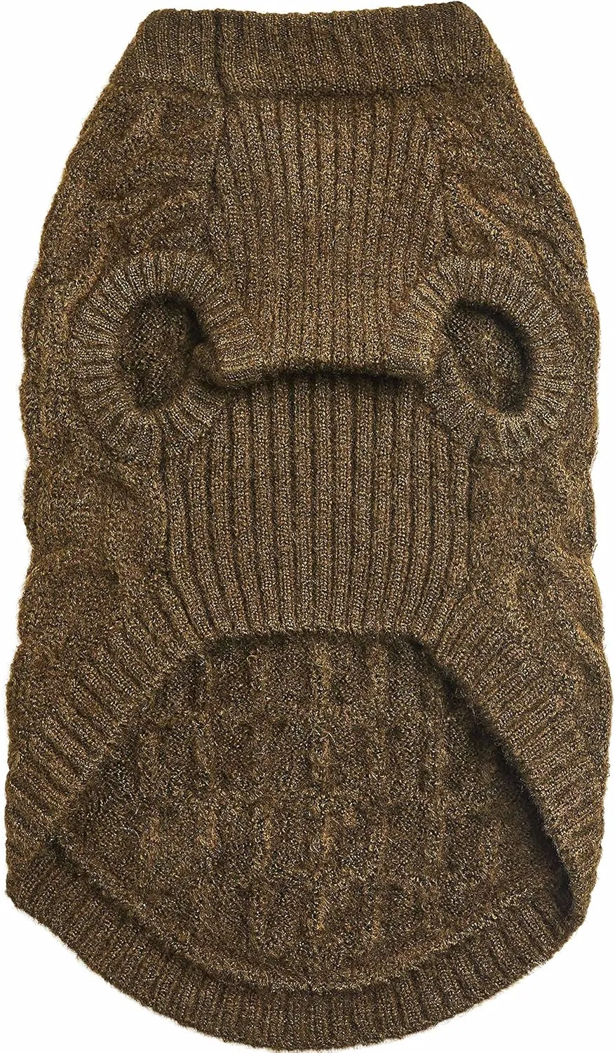 Blueberry Pet Classic Fuzzy Textured Knit Pullover Crew-Neck Dog Sweater in Dark Olive, Back Length 16", Pack of 1 Clothes for Dogs