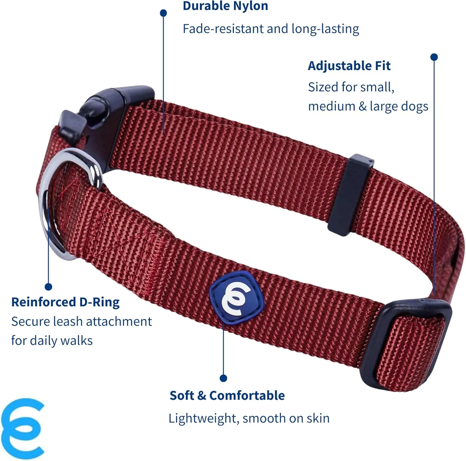 Blueberry Pet Essentials Small Dog Collar | Girl Dog Collars Fall | Female Dog Collar Small | Fired Brick Dog Collars for Small Dogs | Quick Release Dog Collar | Fired Brick Nylon Dog Collar
