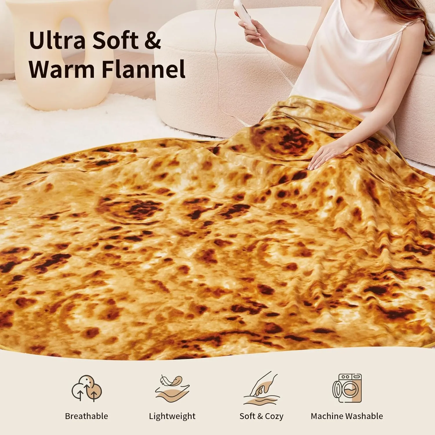 Bwarm Electric Blanket, Burrito Blanket Heated Blanket, Fast Heating with 6 Heating Levels, 3-Hour Auto Shut-Off, Machine Washable(71 inches, Yellow)