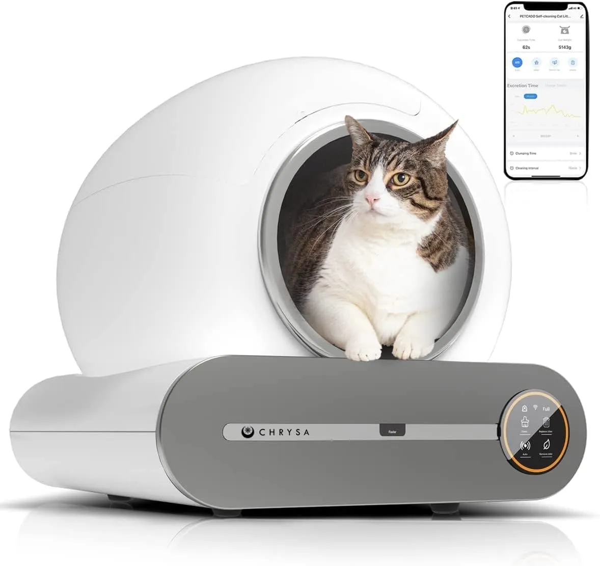 Cat Automatic Smart Self-Cleaning Cat Litter Box,Cat Litter Cleaning Robot with 65L 9L Large Capacity, App Control Smart for Multiple Cats