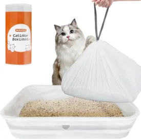 Cat Litter Box Liners, 15 Count Jumbo Size Litter Box Bags with Drawstring, Large Heavy Duty Litter Liners for Self Cleaning Cat Litter Box, Tear Leak Resistant for Pet Supplies(37" x 18")