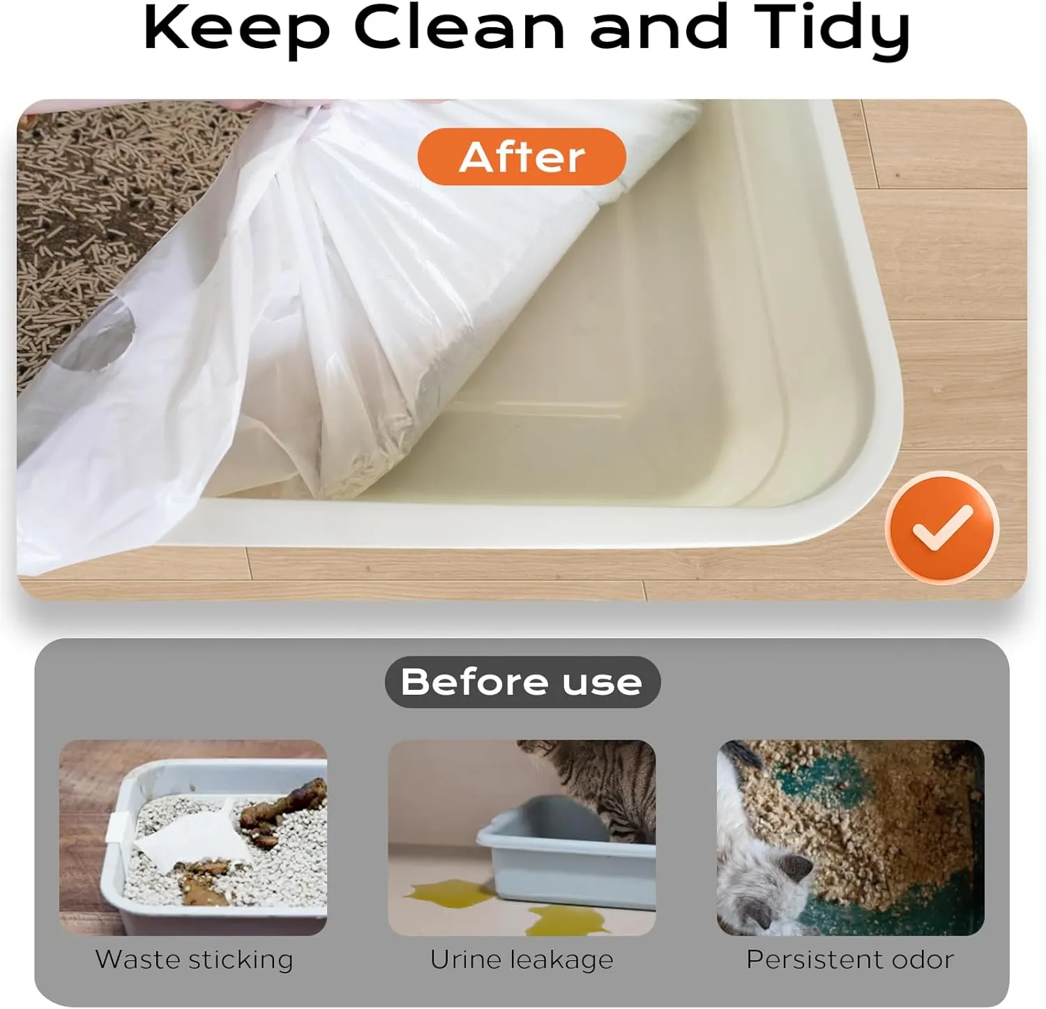 Cat Litter Box Liners, 15 Count Jumbo Size Litter Box Bags with Drawstring, Large Heavy Duty Litter Liners for Self Cleaning Cat Litter Box, Tear Leak Resistant for Pet Supplies(37" x 18")