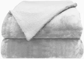 Comfort Lab Reversible Flannel Sherpa Throw Blanket - Elegant Fluffy Throw Blankets for Couch and Home Decor - Anti Pilling Non Shedding Cozy & Warm Fleece Throws - Baby/Pet (30" x 40") - Grey