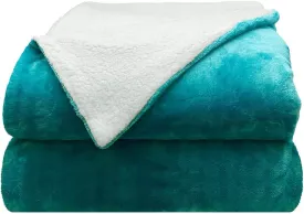 Comfort Lab Reversible Flannel Sherpa Throw Blanket - Elegant Fluffy Throw Blankets for Couch and Home Decor - Anti Pilling Non Shedding Cozy & Warm Fleece Throws - Baby/Pet (30" x 40") - Teal