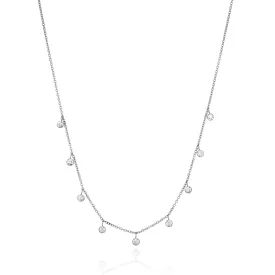 Crystal Droplet Necklace (Silver)