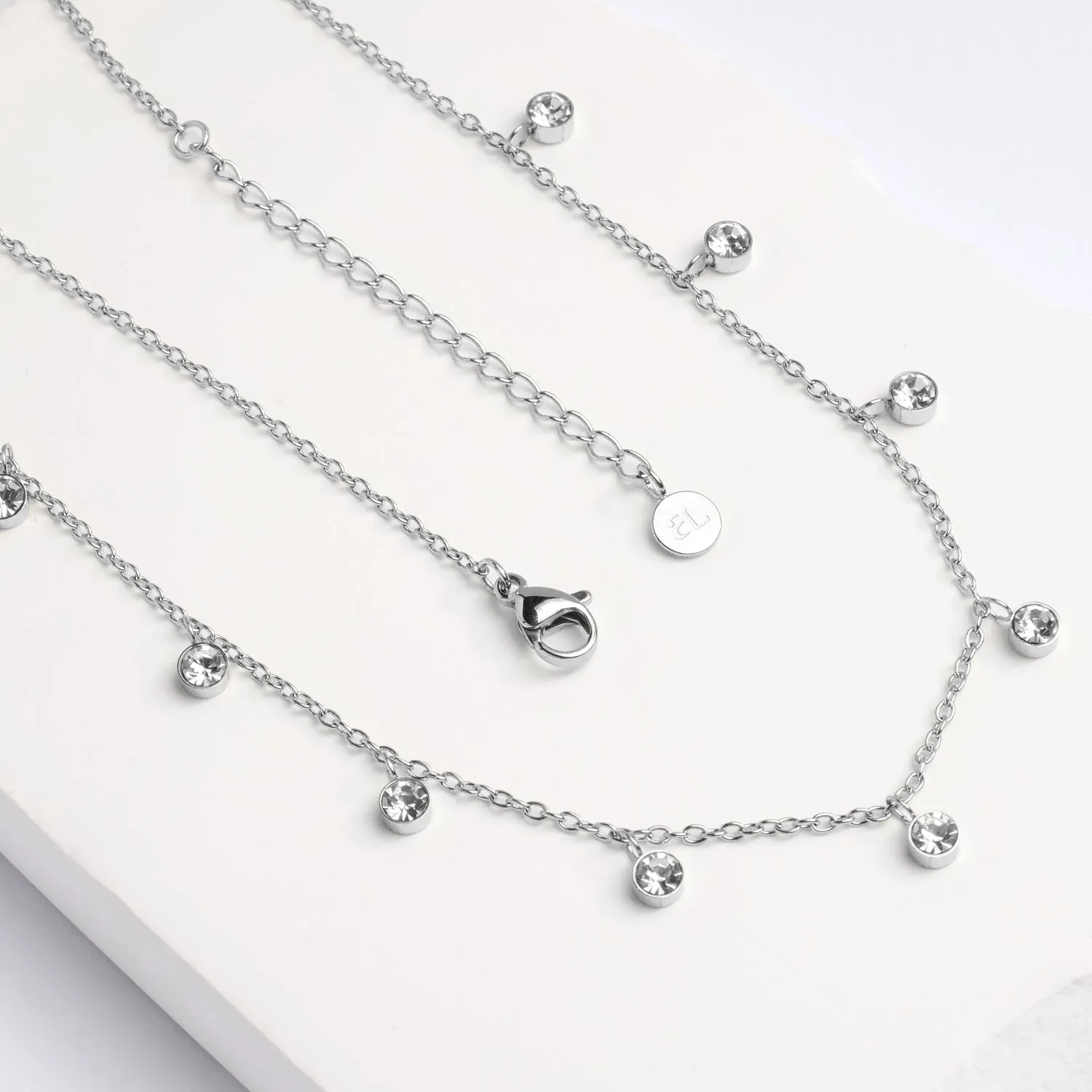 Crystal Droplet Necklace (Silver)
