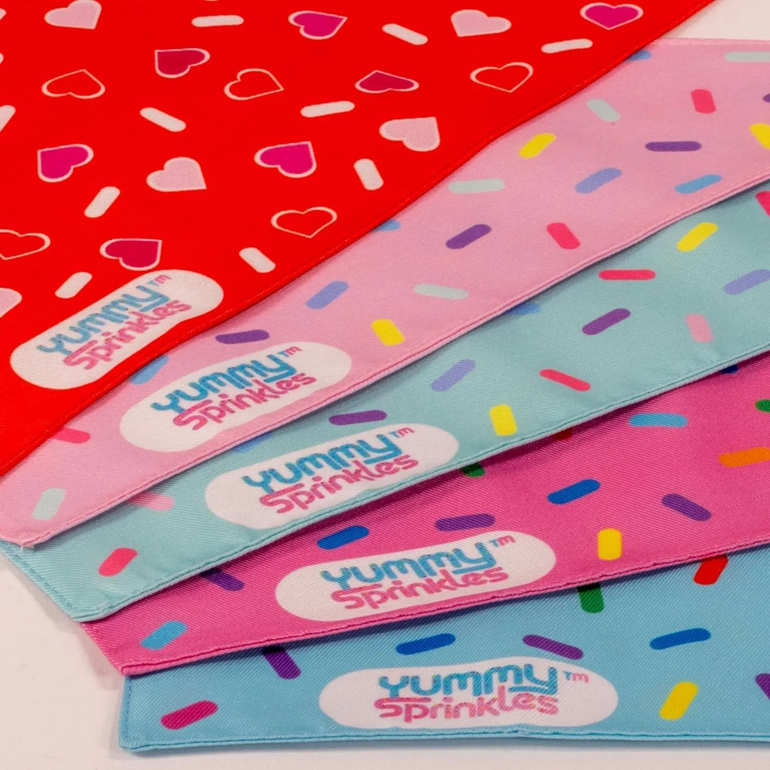 Cute Small Pastel Pink Dog Bandana for Boy and Girl Dogs by Yummy Sprinkles | Birthday Rainbow Sprinkles Bandana | Spring and Summer Dog Accessory Boy/Girl | Washable Silky Polyester