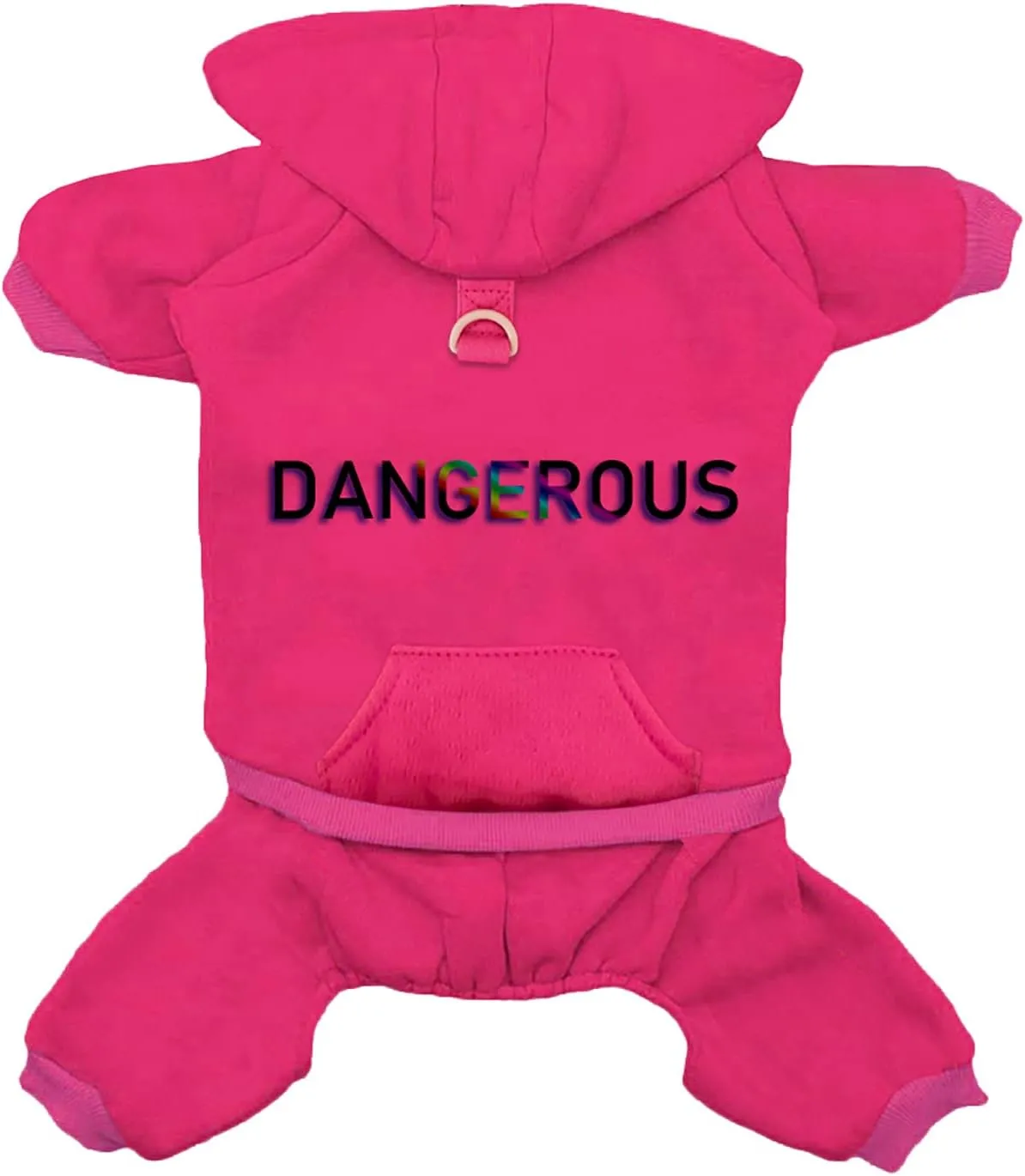 Dog Hoodie Clothes with Pocket 4 Legs Jumpsuit Fleece Sweater Winter Sweat Shirt Warm Cotton Hoodies for Small Dog Medium Large Cat Magenta L