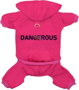 Dog Hoodie Clothes with Pocket 4 Legs Jumpsuit Fleece Sweater Winter Sweat Shirt Warm Cotton Hoodies for Small Dog Medium Large Cat Magenta L