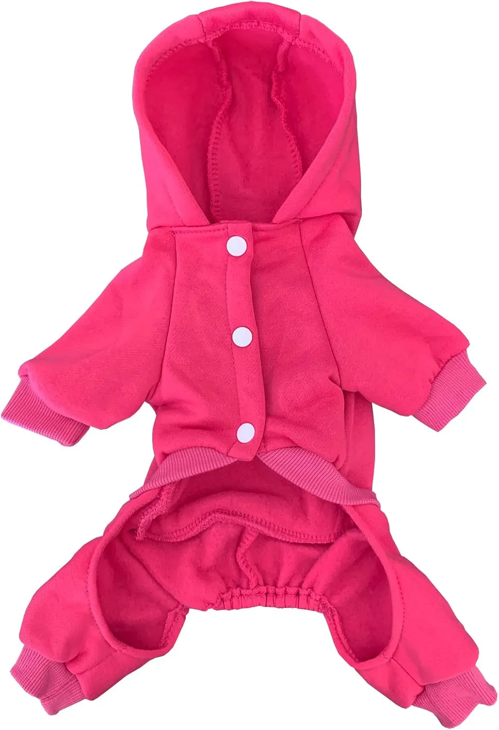 Dog Hoodie Clothes with Pocket 4 Legs Jumpsuit Fleece Sweater Winter Sweat Shirt Warm Cotton Hoodies for Small Dog Medium Large Cat Magenta L