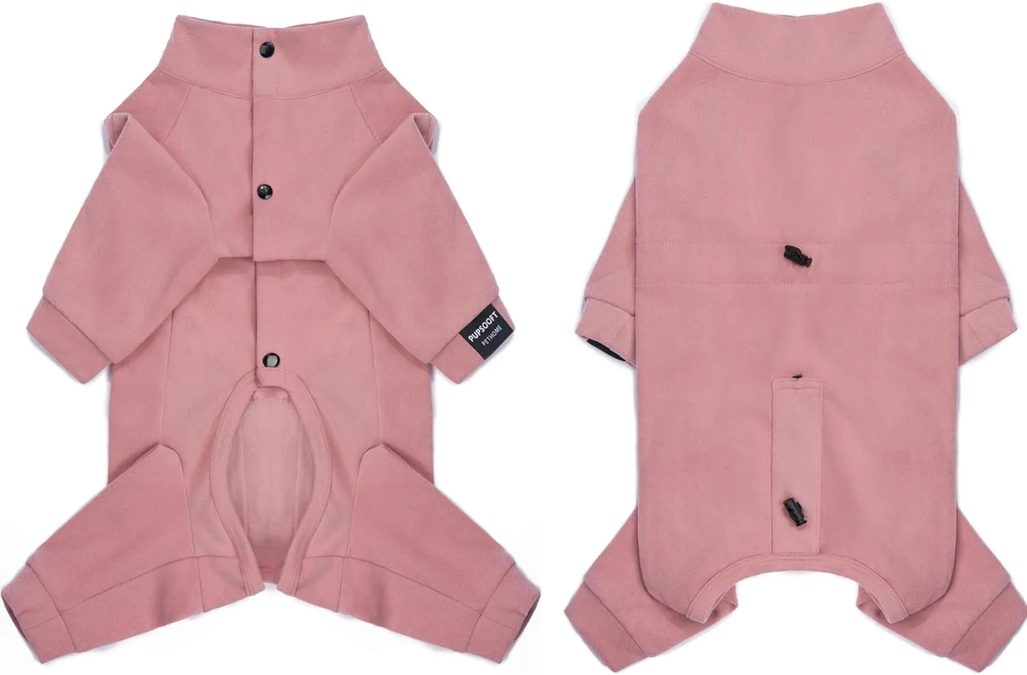 Dog Winter Warmer Fleece Onesie, Bodysuit for Small Medium Large Dogs, Stretchy Cold Weather Pet Warmer Jumpsuit Puppy Onesie Lightweight, Pink, Large