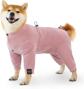 Dog Winter Warmer Fleece Onesie, Bodysuit for Small Medium Large Dogs, Stretchy Cold Weather Pet Warmer Jumpsuit Puppy Onesie Lightweight, Pink, Large