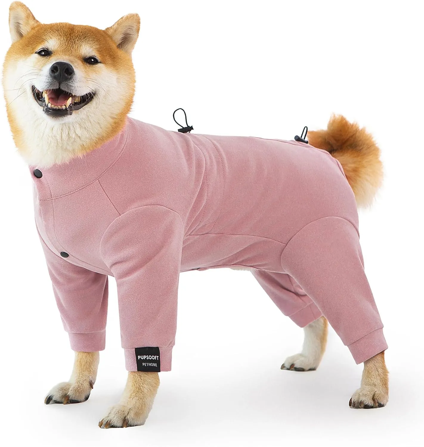 Dog Winter Warmer Fleece Onesie, Bodysuit for Small Medium Large Dogs, Stretchy Cold Weather Pet Warmer Jumpsuit Puppy Onesie Lightweight, Pink, Large