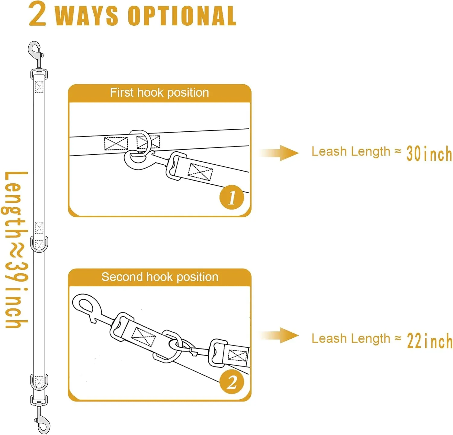 Double Ended Dog Leash,for Obedience Training Easy to Use,Lightweight,Soft for Large and Medium Dogs (Black, 1M*2.5CM)
