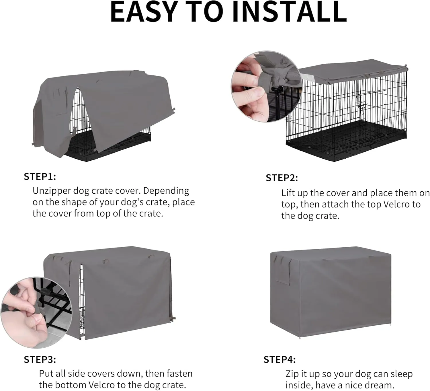 Easy-Going Dog Crate Cover 42 Inch Dog Kennel Cover for Dog, Cage Covers for Dog Crates Fit (42" L x28 Wx30 H) Grey