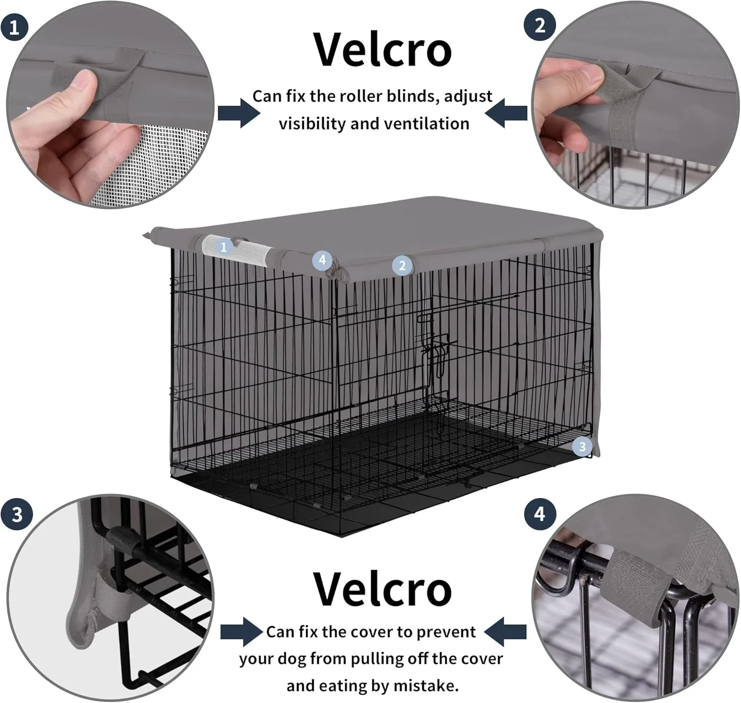 Easy-Going Dog Crate Cover 42 Inch Dog Kennel Cover for Dog, Cage Covers for Dog Crates Fit (42" L x28 Wx30 H) Grey