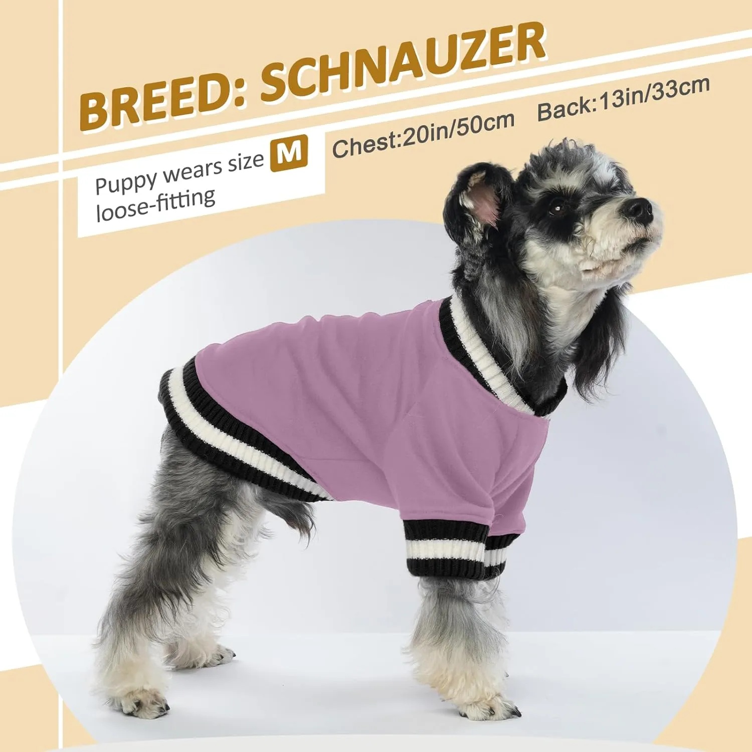 FUAMEY Dog Pullover SweatshirtDog Winter Sweaters Warm Dog Clothes Dog Vest Thick Puppy Pullover Soft Pet Fleece Sweater Cute Doggie Boy Girl Outfit for Small Medium Dogs Lavender M