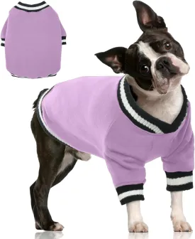 FUAMEY Dog Pullover SweatshirtDog Winter Sweaters Warm Dog Clothes Dog Vest Thick Puppy Pullover Soft Pet Fleece Sweater Cute Doggie Boy Girl Outfit for Small Medium Dogs Lavender M