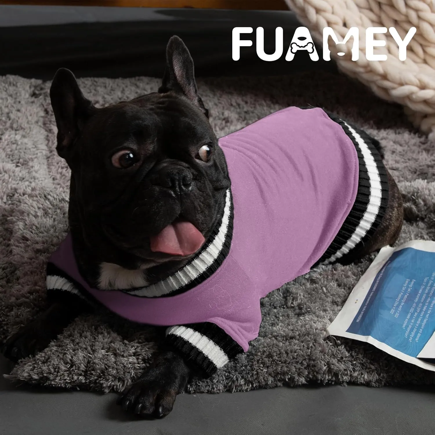 FUAMEY Dog Pullover SweatshirtDog Winter Sweaters Warm Dog Clothes Dog Vest Thick Puppy Pullover Soft Pet Fleece Sweater Cute Doggie Boy Girl Outfit for Small Medium Dogs Lavender M