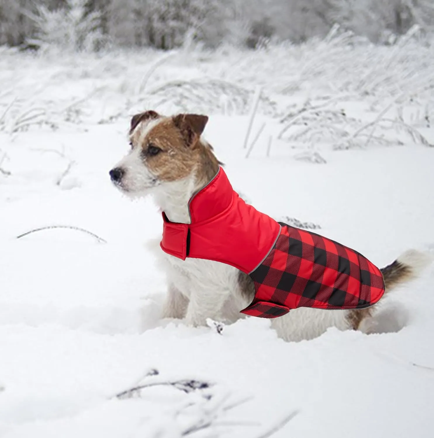 Geyecete Dog Winter Coat,Reversible Dog Coat Water Resistant British Style Plaid Dog Winter Coats Leash Hole Soft Basic Warm Dog Coat Jacket-Red-XXL, XX-Large