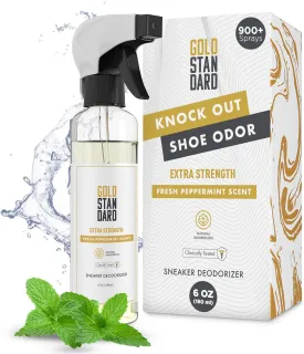 Gold Standard Shoe Deodorizer Spray, 6 oz  Shoe Spray and Smell Remover, Long-Lasting Shoe Odor Eliminator, Natural Shoe Freshener Spray with Peppermint