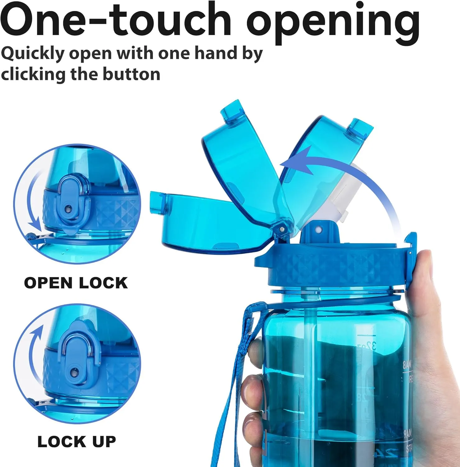 GOPPUS Clear Water Bottle With Straw 32oz Clear Sports Water Bottles Motivational with Time Marker Tritan BPA Free Clea Plastic Water Bottle Wide Mouth for Gym Travel Home School Office