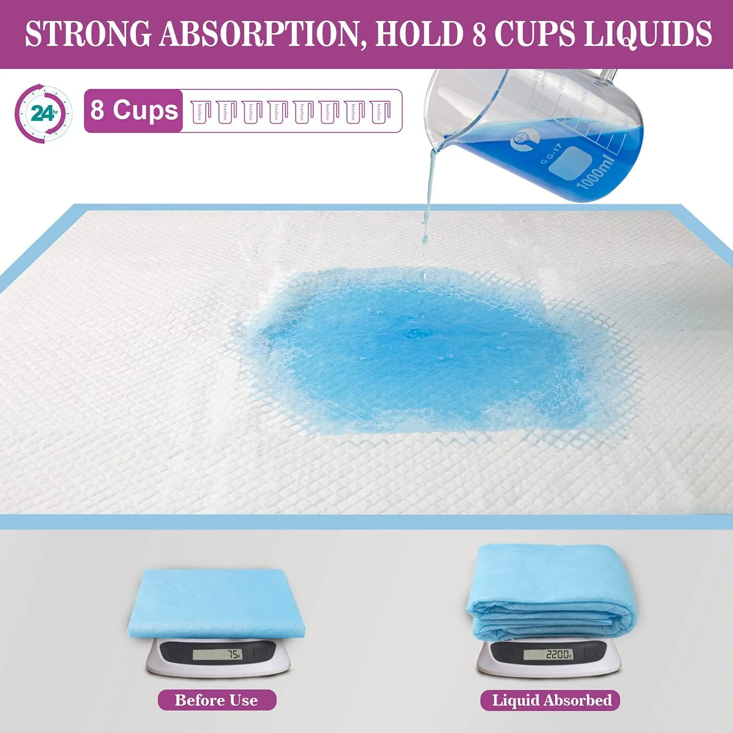 IMMCUTE Extra Large Dog Pee Pads 28"x30"-50 Count | X-Large Puppy Pee Training Pads Super Absorbent & Leak-Proof | Disposable Pet Piddle and Potty Pads for Puppies | Dogs | Doggie