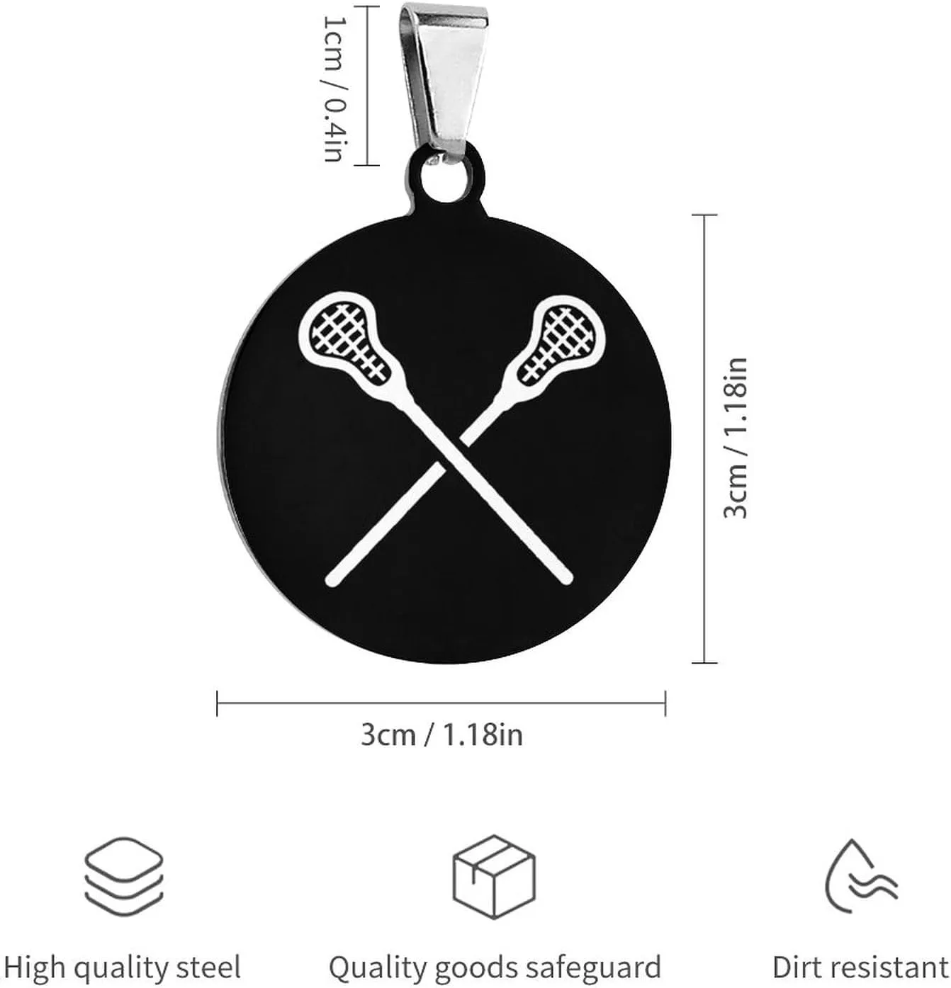 Lacrosse Sticks Crossed Stainless Steel Pet ID Tags Personalized Dog and Cat Tags Cute Collar Tags Circular