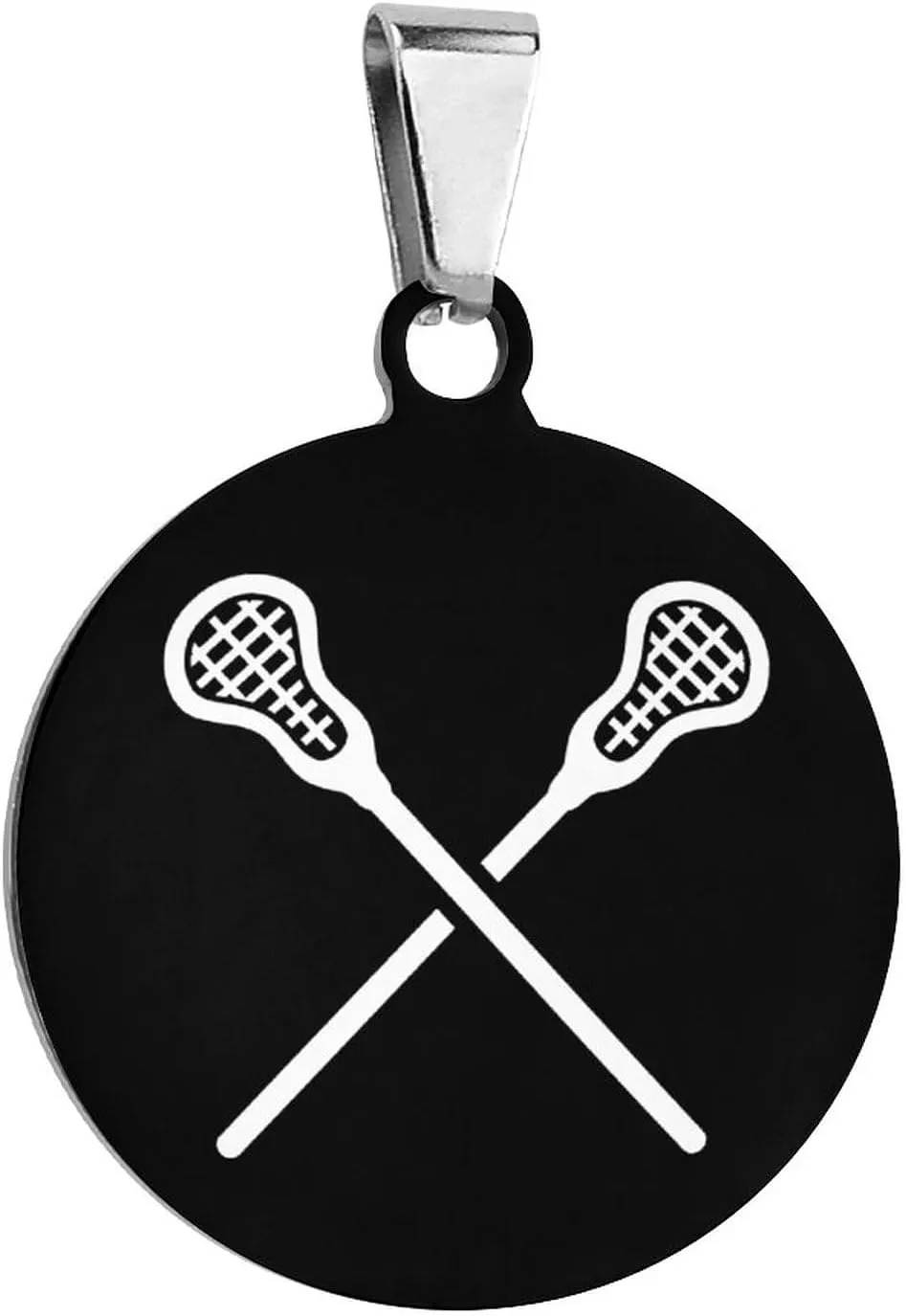 Lacrosse Sticks Crossed Stainless Steel Pet ID Tags Personalized Dog and Cat Tags Cute Collar Tags Circular
