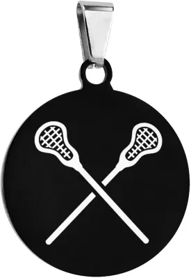 Lacrosse Sticks Crossed Stainless Steel Pet ID Tags Personalized Dog and Cat Tags Cute Collar Tags Circular