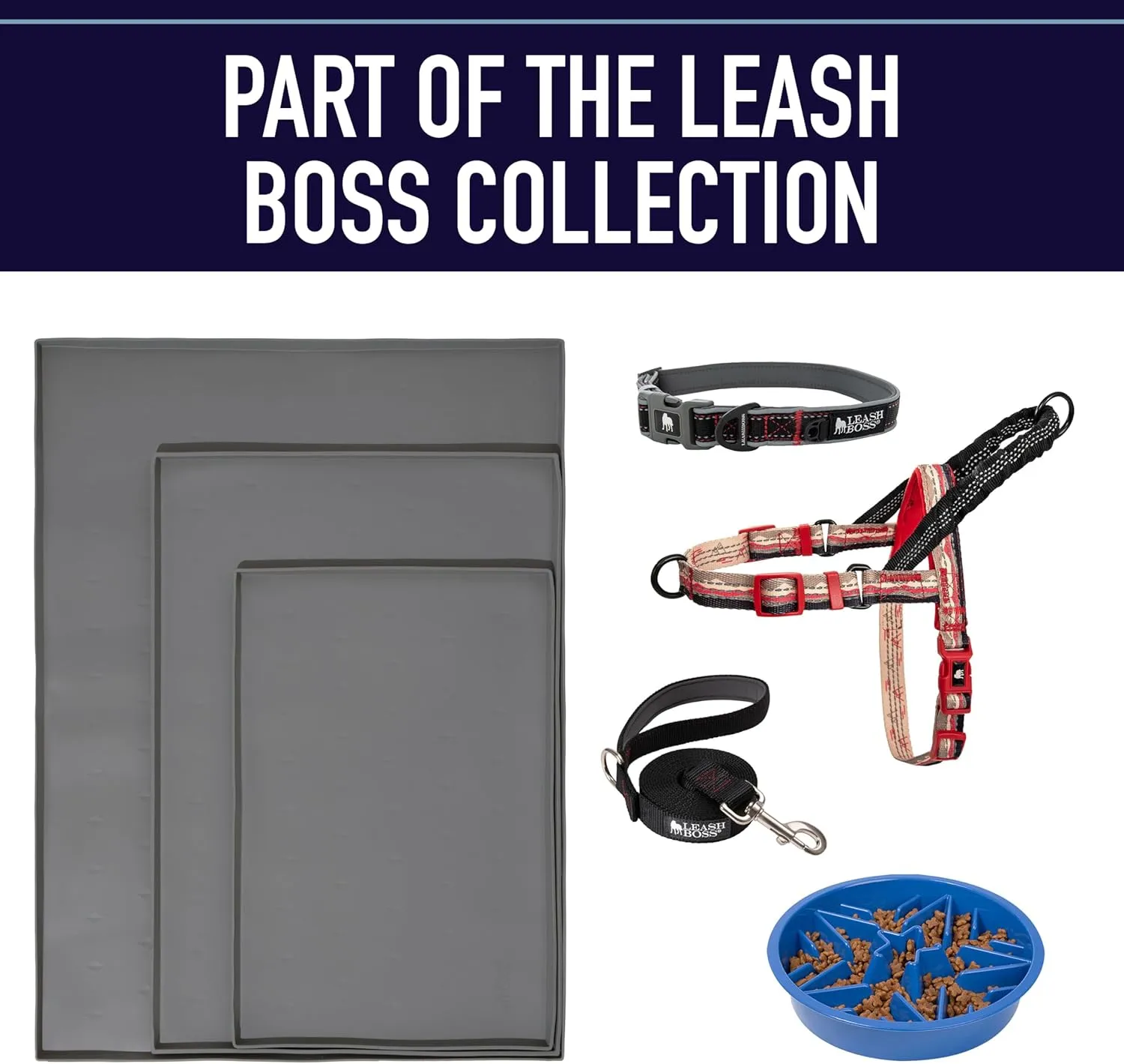 Leash Boss Double Handle Dog Leash, Pattern Collection, 6Ft Reflective Dog Leash with Two Padded Handles for Large Dogs or Medium Dogs That Pull (Beige/Red - Mountain)