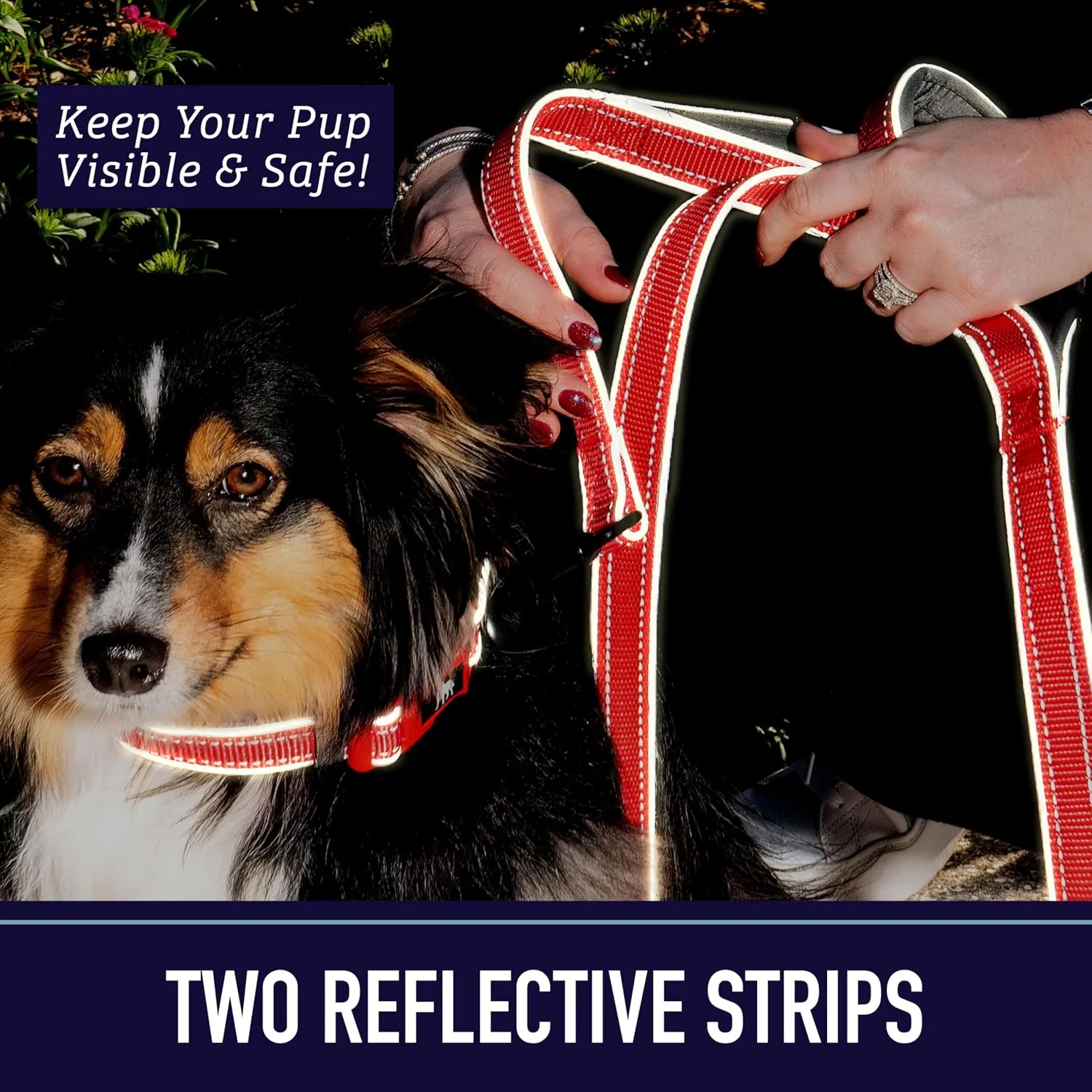 Leash Boss Double Handle Dog Leash, Pattern Collection, 6Ft Reflective Dog Leash with Two Padded Handles for Large Dogs or Medium Dogs That Pull (Beige/Red - Mountain)