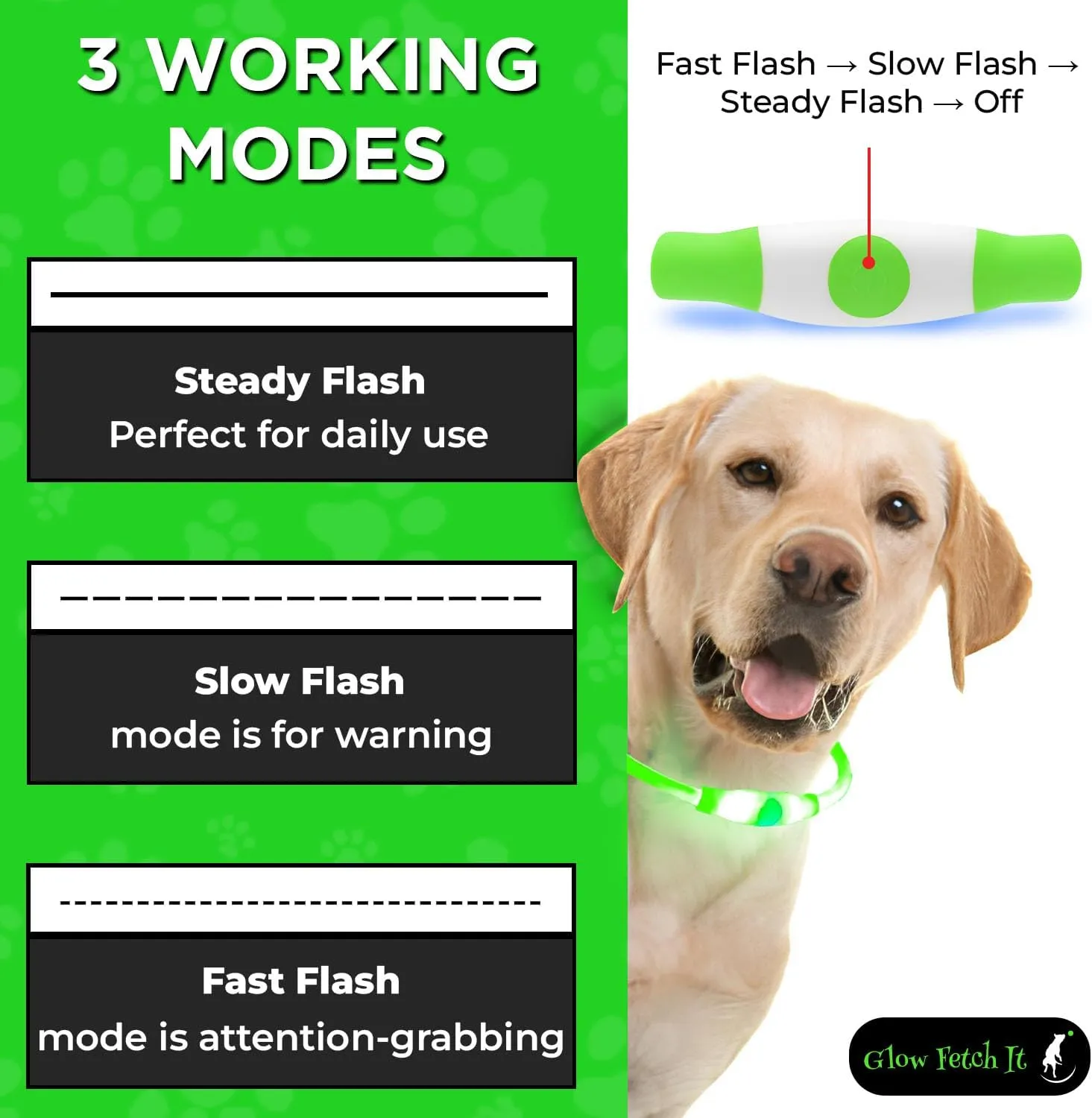 LED Dog Collar, Waterproof Light Up Dog Collar Rechargeable, Dog Safety Necklace for Night Walking, Adjustable Cut-to-Fit Silicone Collar Small Medium Large Dog 27.5 Cuttable (Green)