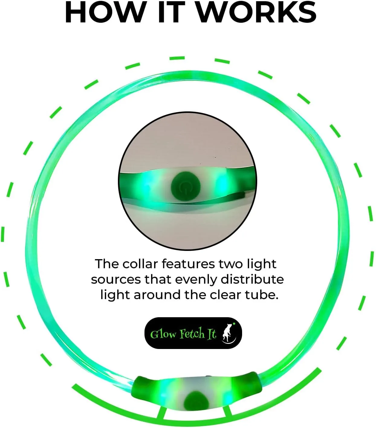 LED Dog Collar, Waterproof Light Up Dog Collar Rechargeable, Dog Safety Necklace for Night Walking, Adjustable Cut-to-Fit Silicone Collar Small Medium Large Dog 27.5 Cuttable (Green)