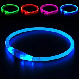 Light up Dog Collar, BSEEN USB Rechargeable Flash Dog Necklace Light, Pet Safety Collar Makes Your Beloved Dogs Be Seen at Night for Small Medium Large Dogs(Blue)