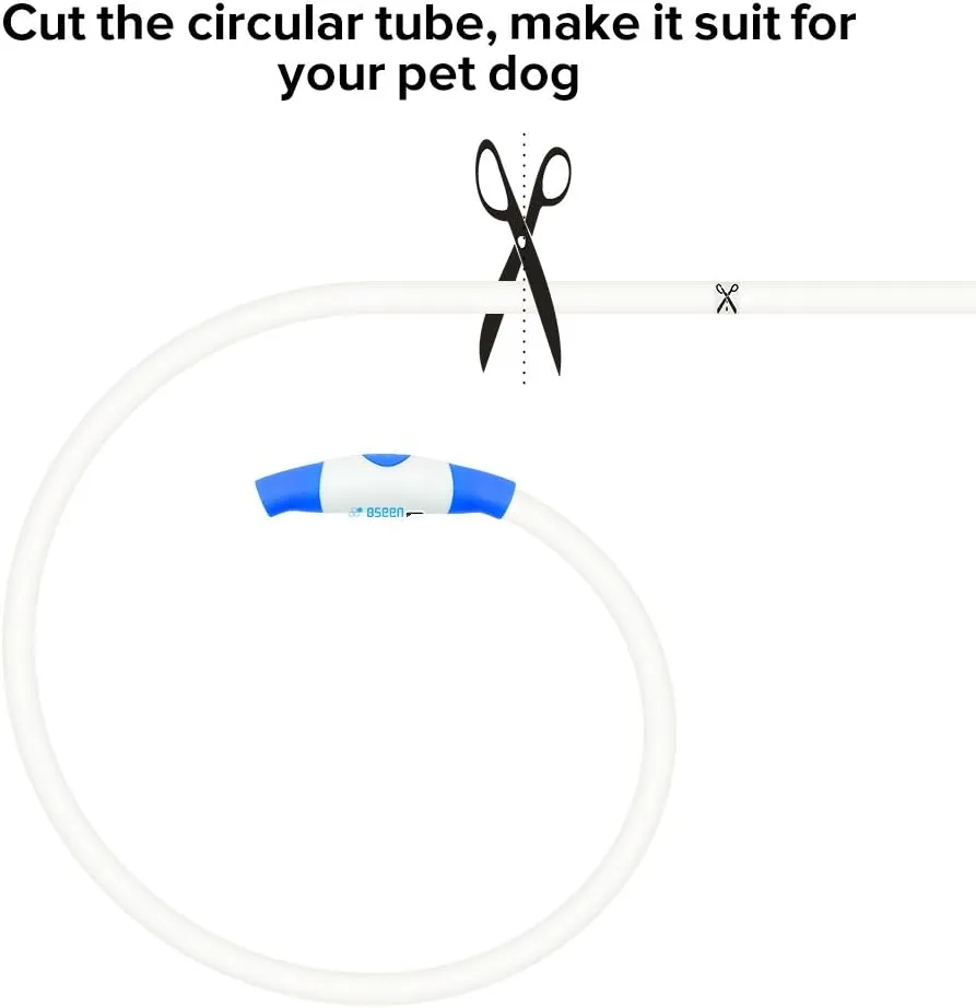 Light up Dog Collar, BSEEN USB Rechargeable Flash Dog Necklace Light, Pet Safety Collar Makes Your Beloved Dogs Be Seen at Night for Small Medium Large Dogs(Blue)