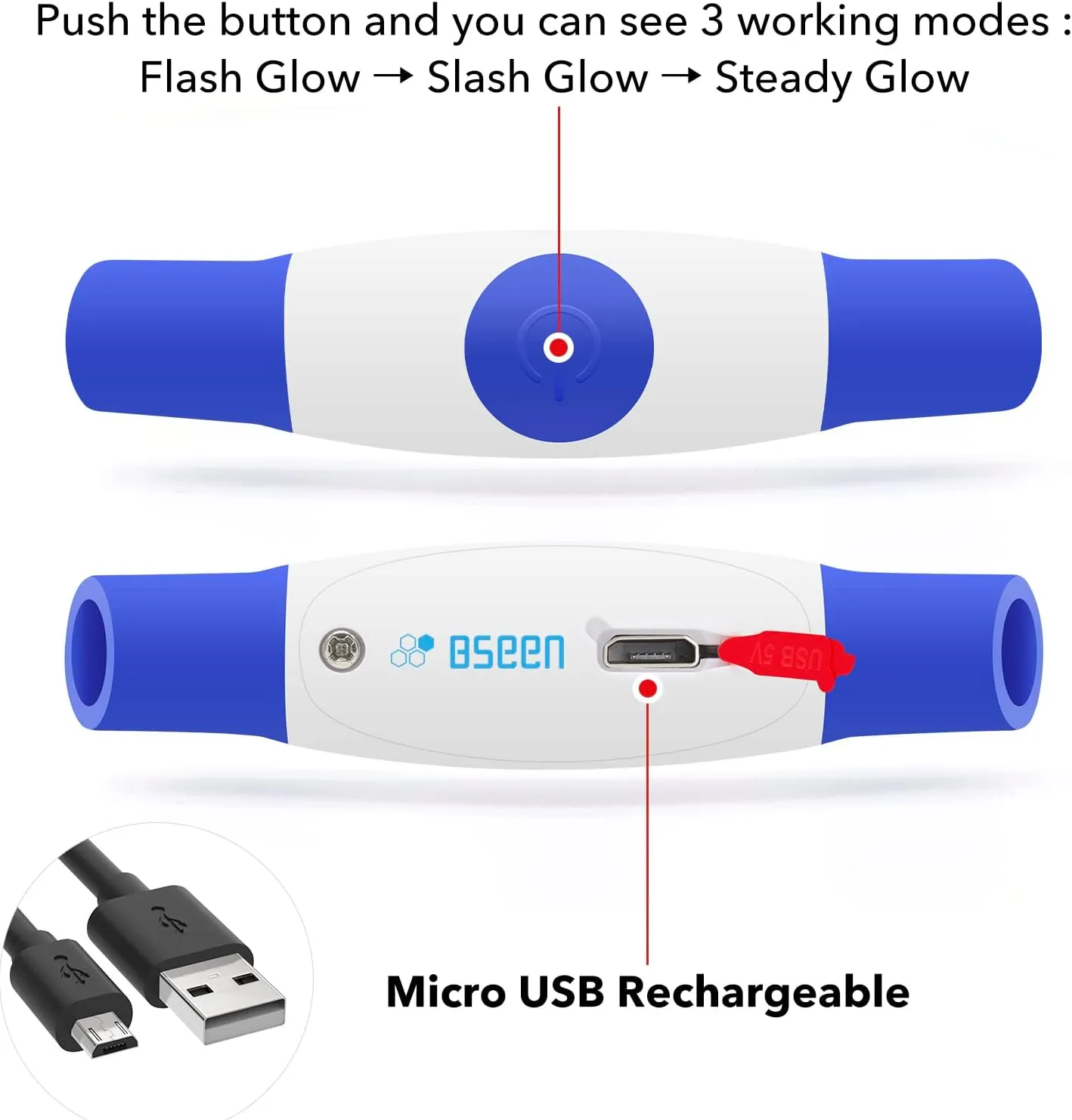 Light up Dog Collar, BSEEN USB Rechargeable Flash Dog Necklace Light, Pet Safety Collar Makes Your Beloved Dogs Be Seen at Night for Small Medium Large Dogs(Blue)