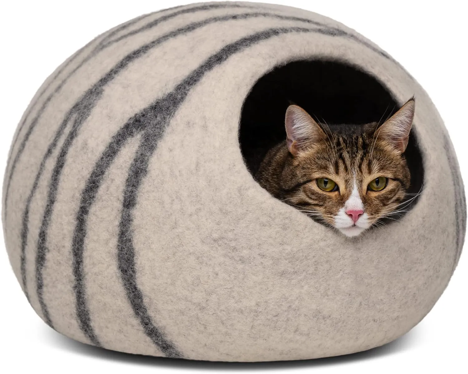 MEOWFIA Cat Cave  Premium Felt Cat Bed for Indoor Cats, Handmade 100% Merino Wool (Light Shades)
