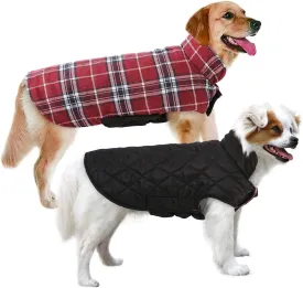 MIGOHI Reversible Dog Coat - Windproof & Waterproof Jacket for Cold Weather, British Style Plaid, Red, S for Small Dogs
